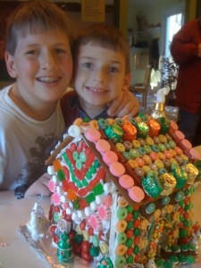 Joel and Caleb's gingerbread house tradition