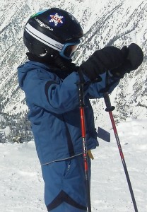 Caleb gets ready to ski - with me!
